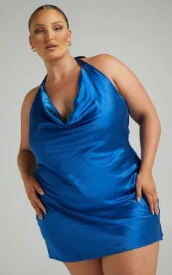 Showpo Waverly Cowl Neck Halter Mini Dress In Cobalt -Showpo Shop 08.02.22 Riley x Sarah x Anthony85587