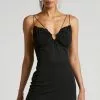 Showpo Benice Mini Dress - Slender Strap Mesh Bodice Dress In Black -Showpo Shop 1