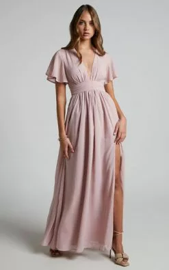 Showpo December Empire Waist Maxi Dress In Dusty Pink