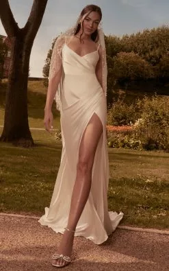 Showpo Joesa Bridal Gown - Split V Neck Fixed Wrap Gown In White -Showpo Shop 26.08.22 ShowPo1699 1 Joesa Maxi Gown in White 2