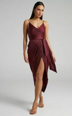 Showpo How Will I Know Dress In Wine