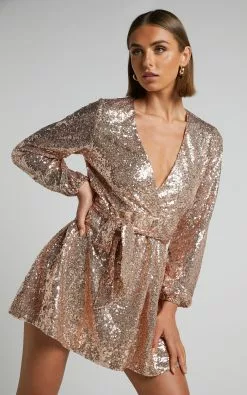 Showpo Three Of Us Dress In Gold Sequin -Showpo Shop 2 Three Of Us Dress in Gold Sequin 7