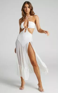 Showpo Kailyn Halter Slit Midi Dress In Cream -Showpo Shop 5 Kailyn halter slit midi dress in Cream 2528SD22030135022529 8