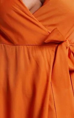 Showpo Cressida Midi Dress - Puff Sleeve Wrap Dress In Orange -Showpo Shop 6 Cressida Puff Sleeve Wrap Midi Dress in Orange 2528SD22030014032529 8