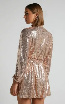 Showpo Three Of Us Dress In Gold Sequin -Showpo Shop 7 Three Of Us Dress in Gold Sequin 5