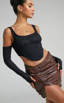 BY DYLN - ADDY SKIRT In Chocolate