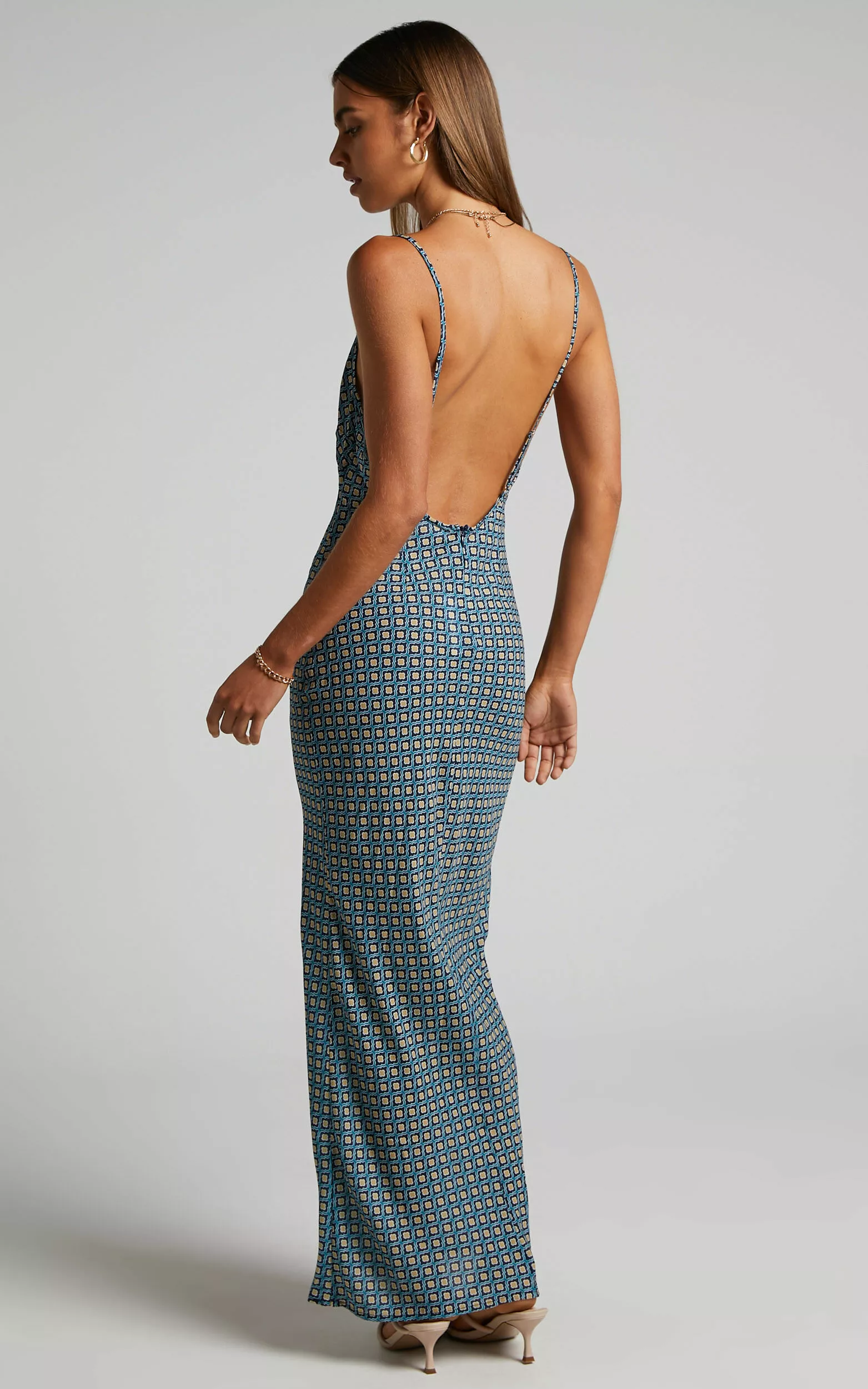 Showpo Brunita Maxi Dress - V Neck Low Scoop Back Slip Dress In Tile Geo 7 Showpo Brunita Maxi Dress - V Neck Low Scoop Back Slip Dress In Tile Geo - Image 5