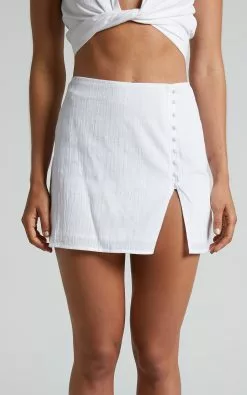 Showpo Celinna Mini Skirt - Button Through Skirt In White -Showpo Shop Celinna Button Through Mini Skirt in White 7