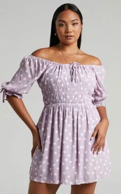 Charlie Holiday - Valentine Dress In Lilac Spot