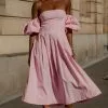 Showpo Geloe Structured Off Shoulder Puff Midi Dress In Pink -Showpo Shop Geloe Structured Off Shoulder Puff Midi Dress in Pink