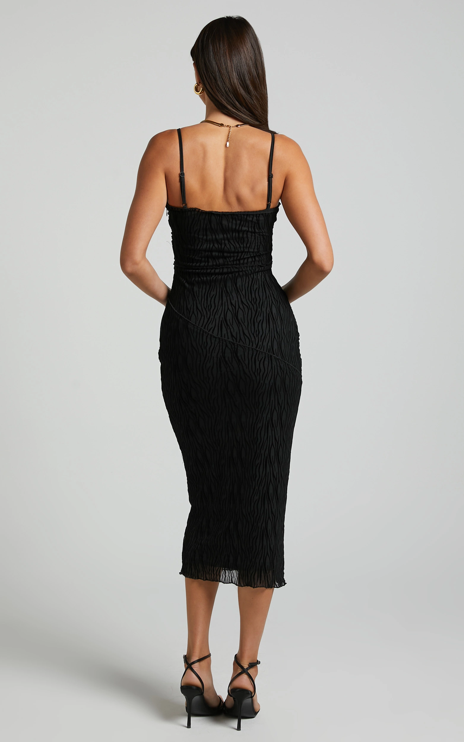 Showpo Jordana Mesh Burnout Midi Dress In Black 7 Showpo Jordana Mesh Burnout Midi Dress In Black - Image 5