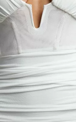 Showpo Kourtee Ruched U Bar Bodycon Midi Dress In White -Showpo Shop Kourtee Ruched U Bar Bodycon Midi Dress in White 7