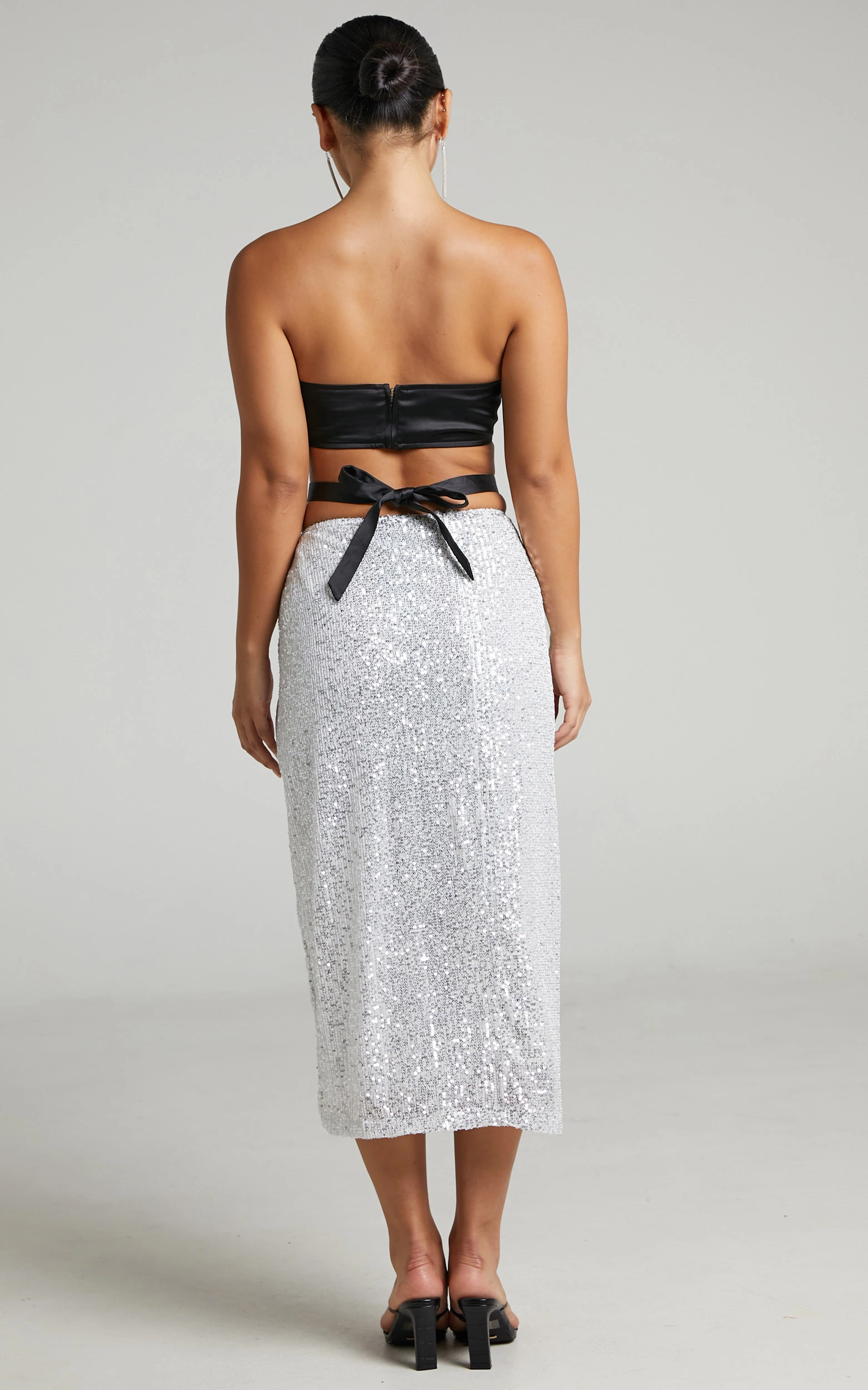 Lioness - Almost Famous Midi Skirt In White Sequin - Image 8