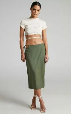 Lioness - Fazio Midi Skirt In Khaki