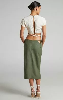 Lioness - Fazio Midi Skirt In Khaki -Showpo Shop Lioness Fazio Midi Skirt in Khaki 3