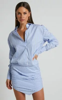 Lioness - Moss 90s Dress In Blue Stripe