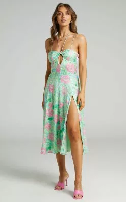 Showpo Lousine Halter Neckline Midi Dress In Neon Dreamer -Showpo Shop Lousine Halter Neckline Midi Dress in Neon Dreamer 2528SD21110007012529