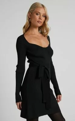 Showpo Lynna Long Sleeve Bodycon Mini Dress In Black -Showpo Shop Lynna Long Sleeve Bodycon Mini Dress in Black 6