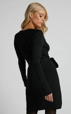 Showpo Lynna Long Sleeve Bodycon Mini Dress In Black -Showpo Shop Lynna Long Sleeve Bodycon Mini Dress in Black 7