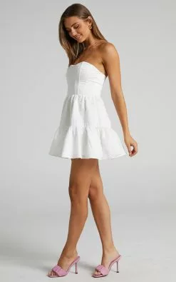 Showpo Marionne Strapless Tiered Mini Dress In White -Showpo Shop Marionne MINI PROM DRESS in White 2528SD2203012601 2