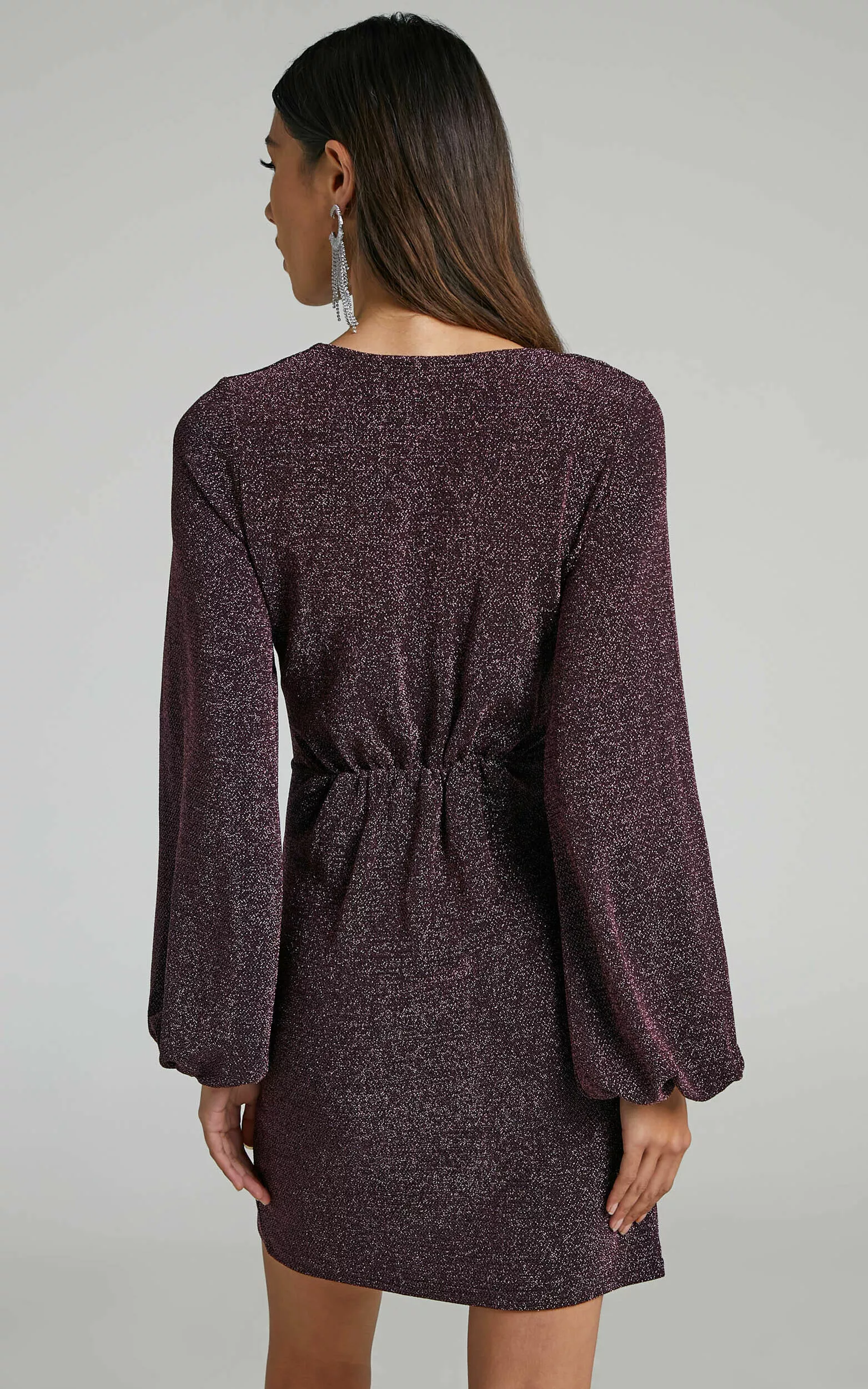 Showpo Mercia Twist Front Long Sleeve Mini Dress In Dark Pink 8 Showpo Mercia Twist Front Long Sleeve Mini Dress In Dark Pink - Image 6