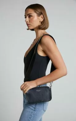 Nakedvice - The Met Bag With Croc Strap In Cocoa And Silver -Showpo Shop NAKEDVICE THE MET CROC in Cocoa and Silver 14