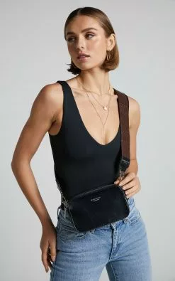 Nakedvice - The Met Bag With Croc Strap In Cocoa And Silver -Showpo Shop NAKEDVICE THE MET CROC in Cocoa and Silver 2