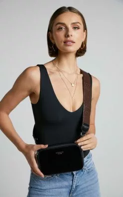 Nakedvice - The Met Bag With Croc Strap In Cocoa And Silver