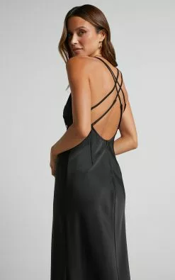 Showpo Nievie Lace Trim Bias Cut Midi Dress In Black -Showpo Shop Nievie Lace Trim Bias Cut Midi Dress in Black 5