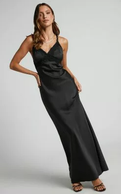 Showpo Nievie Lace Trim Bias Cut Midi Dress In Black -Showpo Shop Nievie Lace Trim Bias Cut Midi Dress in Black 6