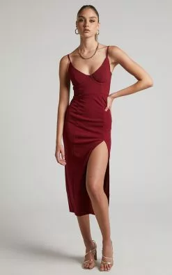 Showpo Reuven Corset Midi Dress In Wine -Showpo Shop REUVEN CORSET MIDI DRESS IN WINE 1 1