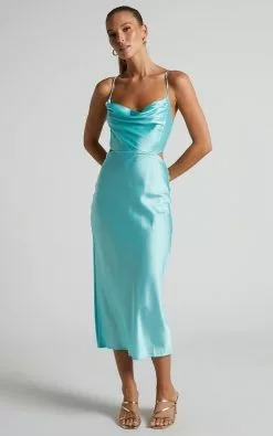 RUNAWAY THE LABEL - CHARIS SLIP DRESS In AQUAMARINE 15 RUNAWAY THE LABEL - CHARIS SLIP DRESS In AQUAMARINE -Showpo Shop RUNAWAY THE LABEL CHARIS SLIP DRESS in AQUAMARINE 4