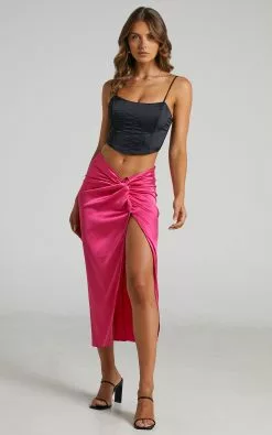 Showpo Ricarda Twist Front Midi Skirt In Hot Pink -Showpo Shop Ricarda Midi Skirt with Front Twist in Hot Pink 2528SB21110032022529