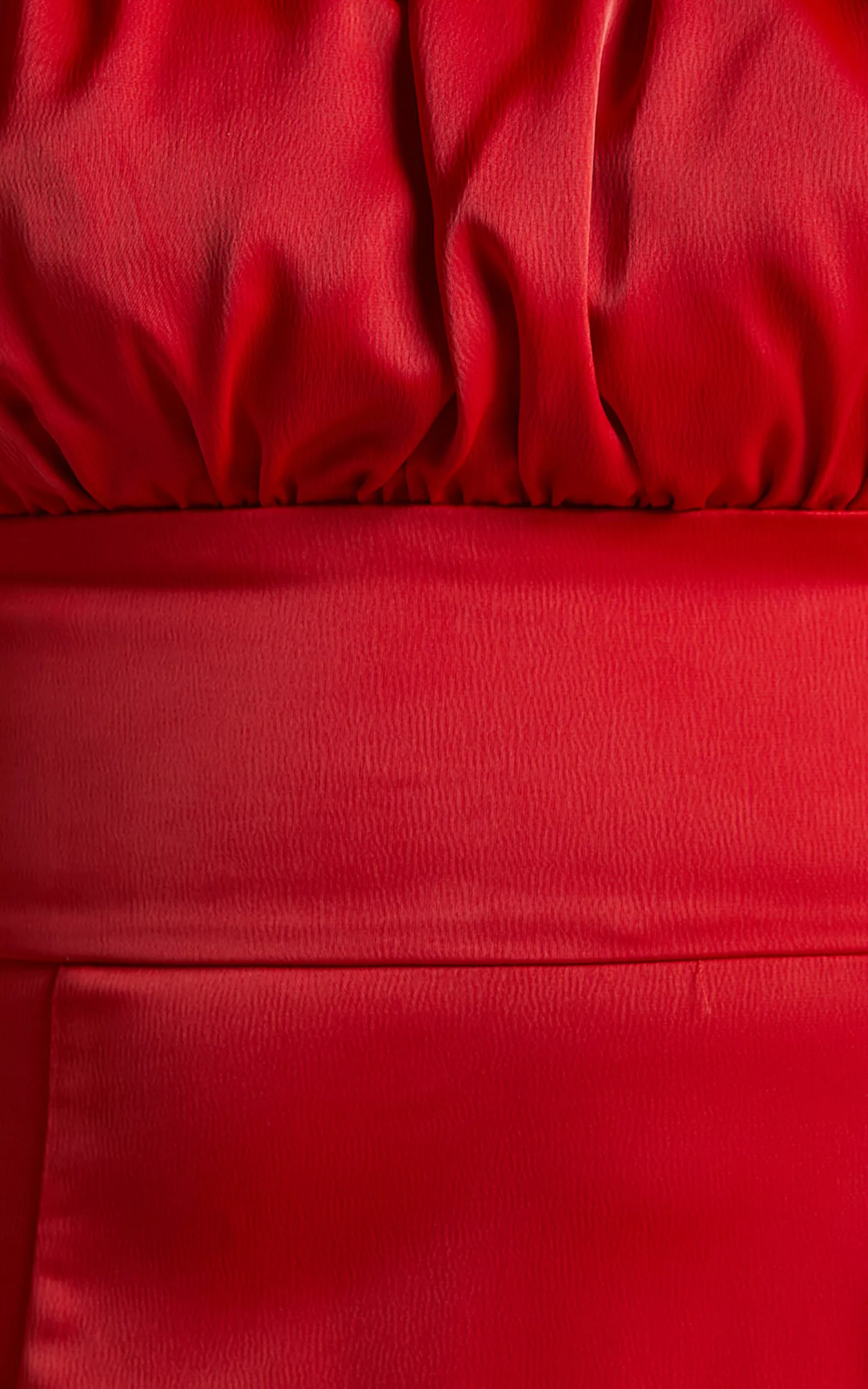 Showpo Wallace Midi Dress - Ruched Bust Thigh Split Dress In Red - Image 7