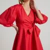 Showpo Zyla Puff Sleeve Wrap Mini Dress In Red -Showpo Shop Zyla Puff Sleeve Wrap Mini Dress in Red 2528SD21050032082529 4